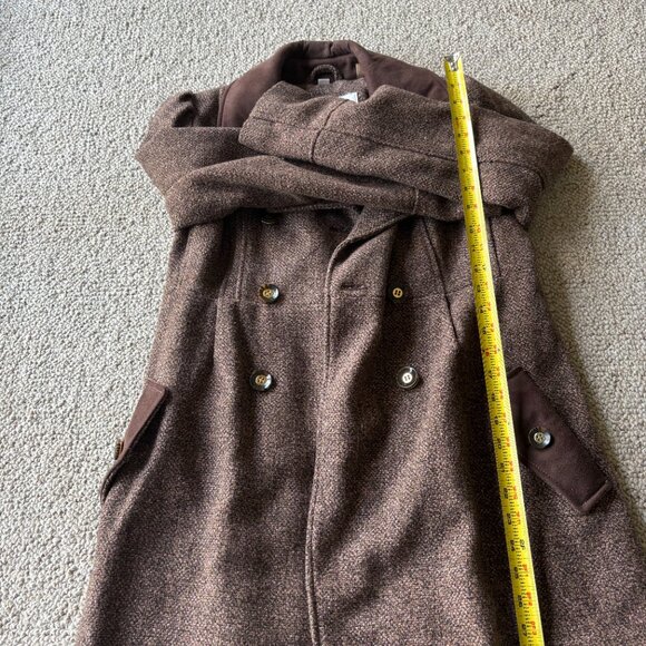 Jessica Simpson Tweed Coat M Brown Pink  Double Breasted Faux Suede Y2K Warm - Picture 12 of 12
